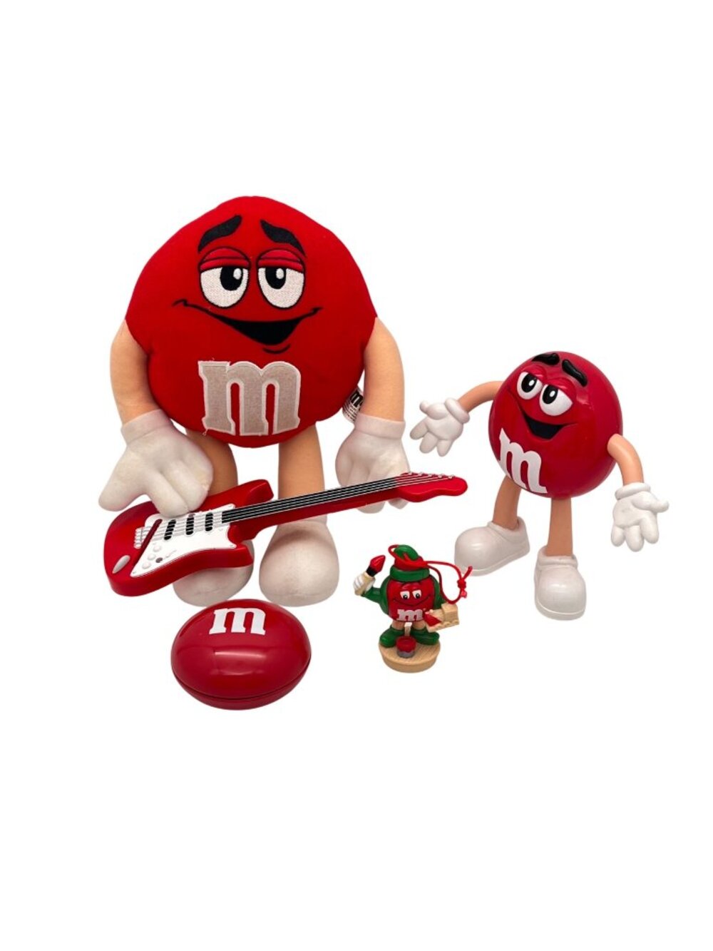 M&Ms Collectible Red Character Lot Plush & Guitar Figure Ornament & Trinket Box